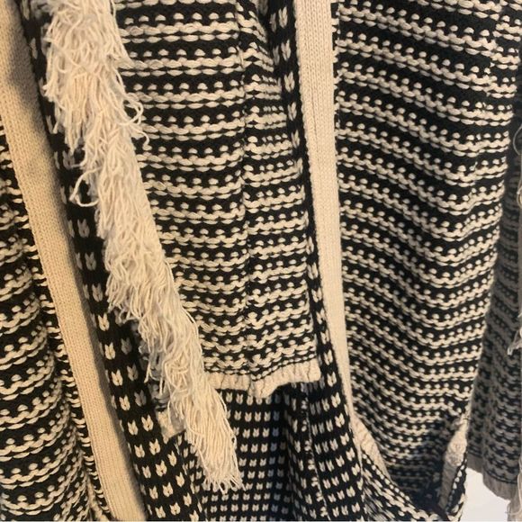Knox Rose Open Front Fringe Black and White Cardigan Womens Size Medium … - Picture 3 of 11